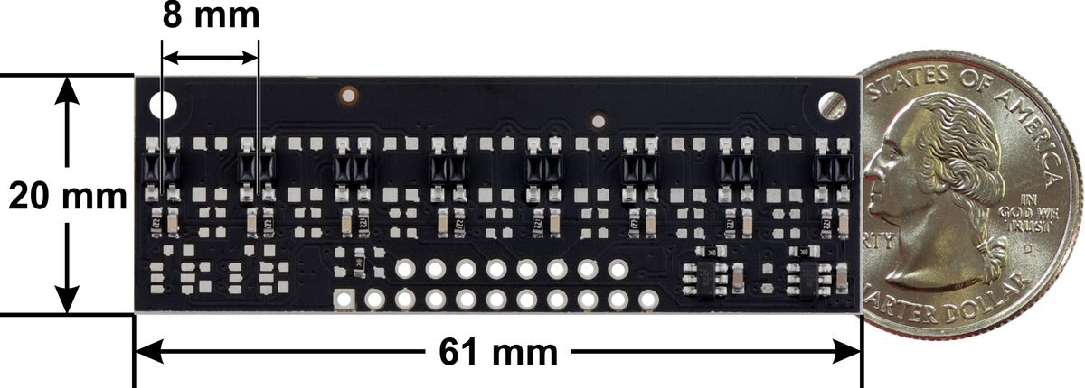Reflectance Sensor Array QTR-MD-08RC 8-Channel 8mm Pitch RC Output