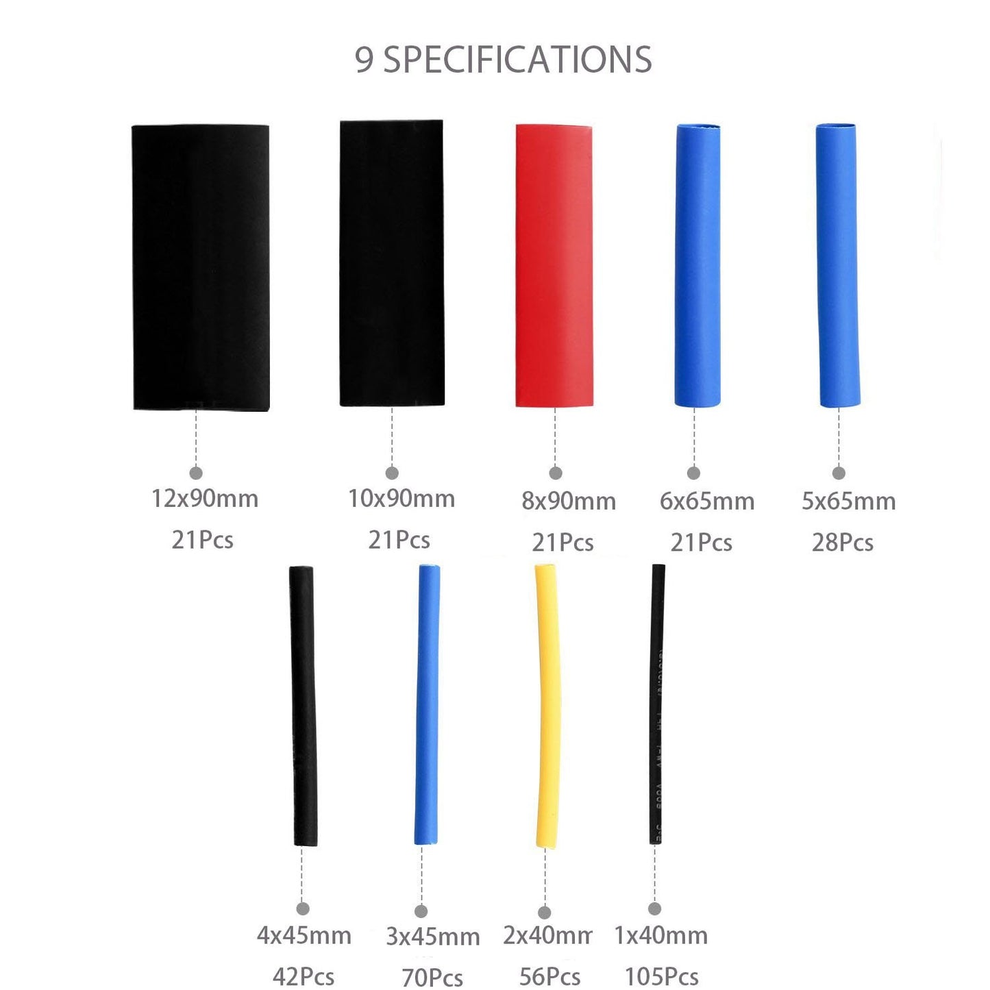 Heat Shrink Pack Tubing Multi-Colored 385 PCS