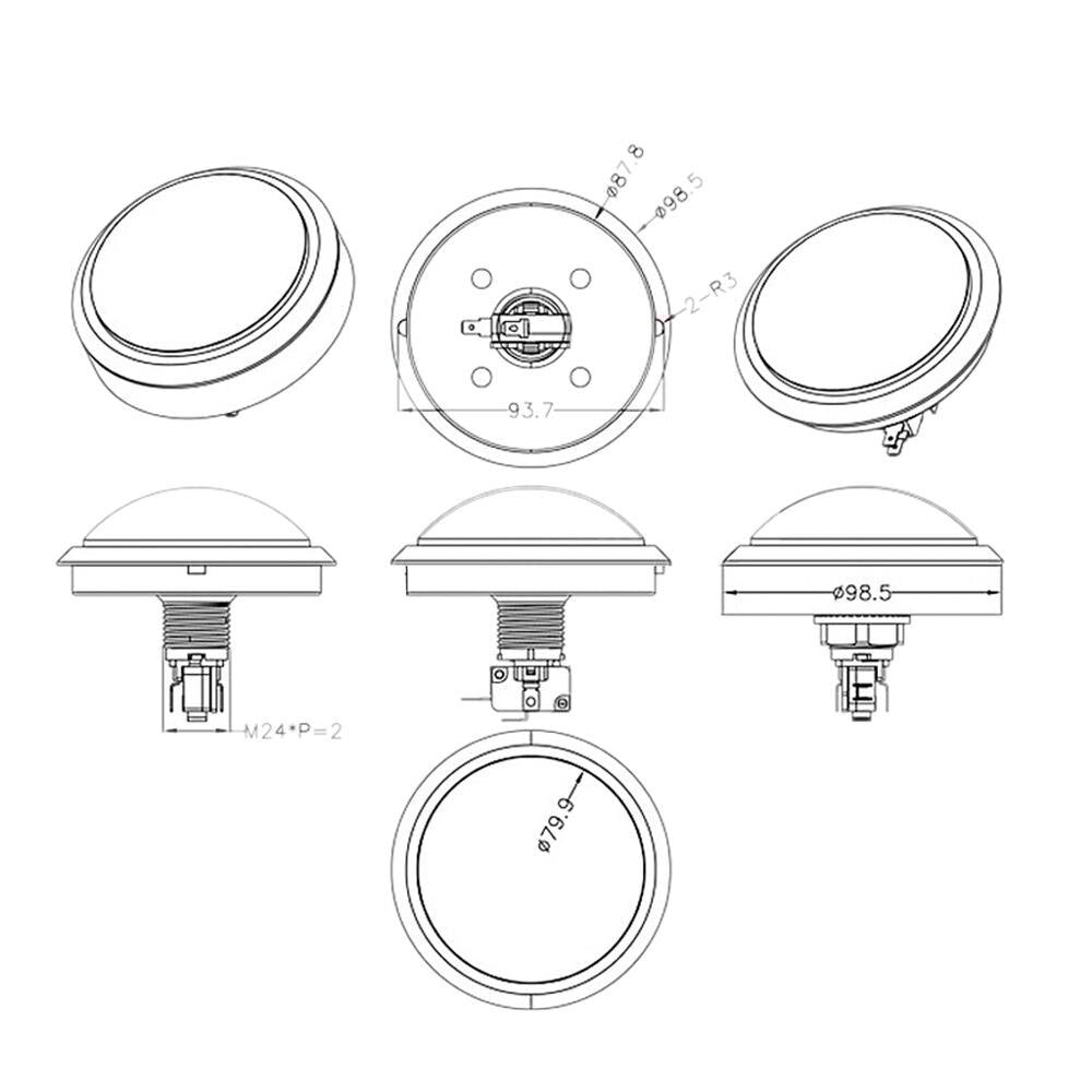 Big Round Push Button LED With Microswitch For Diy Arcade Game Machine 100Mm