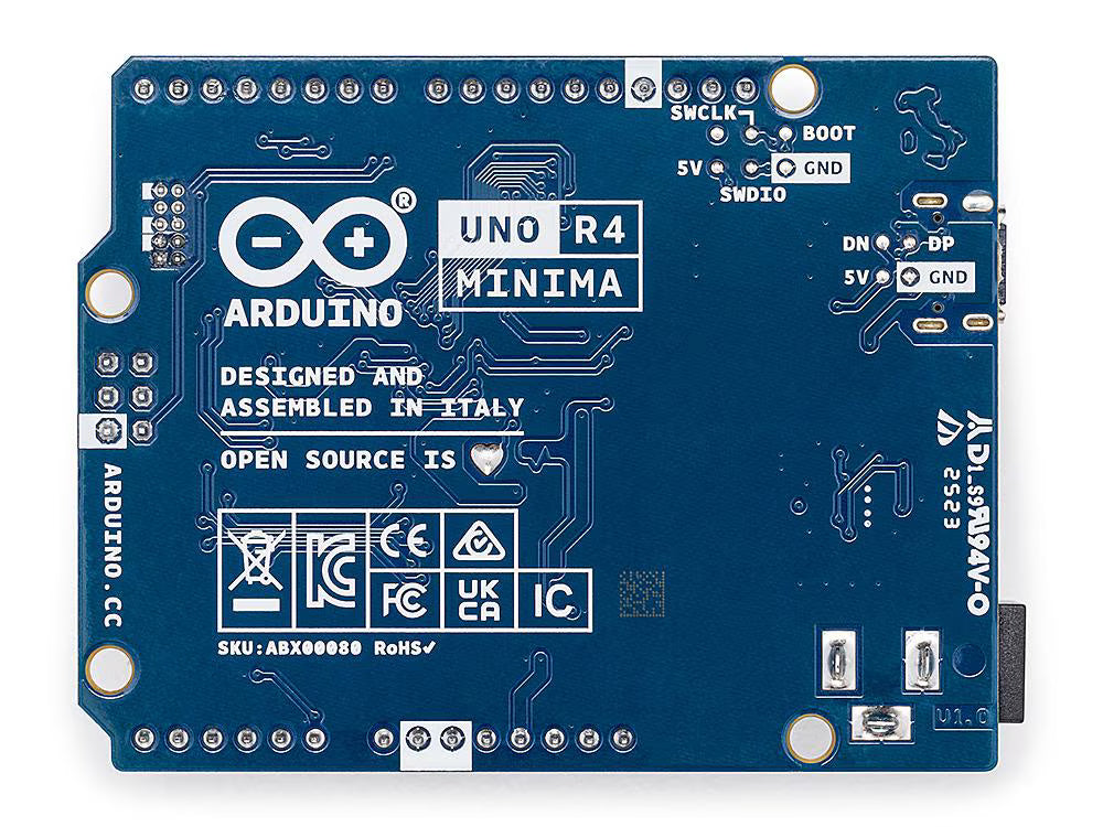 Arduino Uno R4 Minima – bottom deck