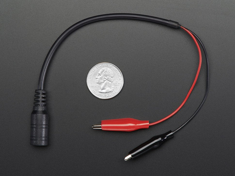DC Barrel Jack 2.1mm to Alligator Clips