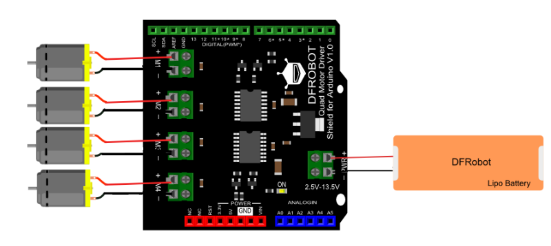 DC Quad Motor Driver Shield for Arduino