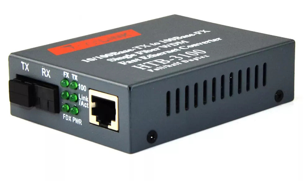 Media Converter HTB-3100 Fiber Optical Single Mode Single Fiber SC Port 20KM External Power Supply 10/100M