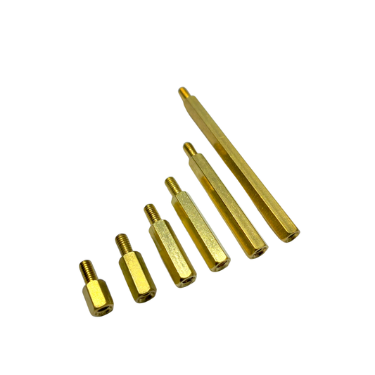 M3 Brass Male–Female Hex Standoffs (5-Pack) | 6 mm Hex