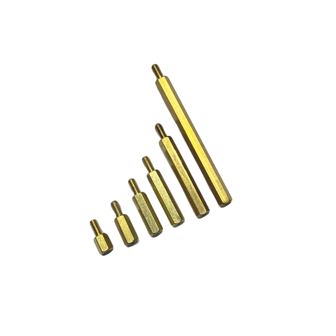 M3 Brass Male–Female Hex Standoffs (5-Pack) | 6 mm Hex