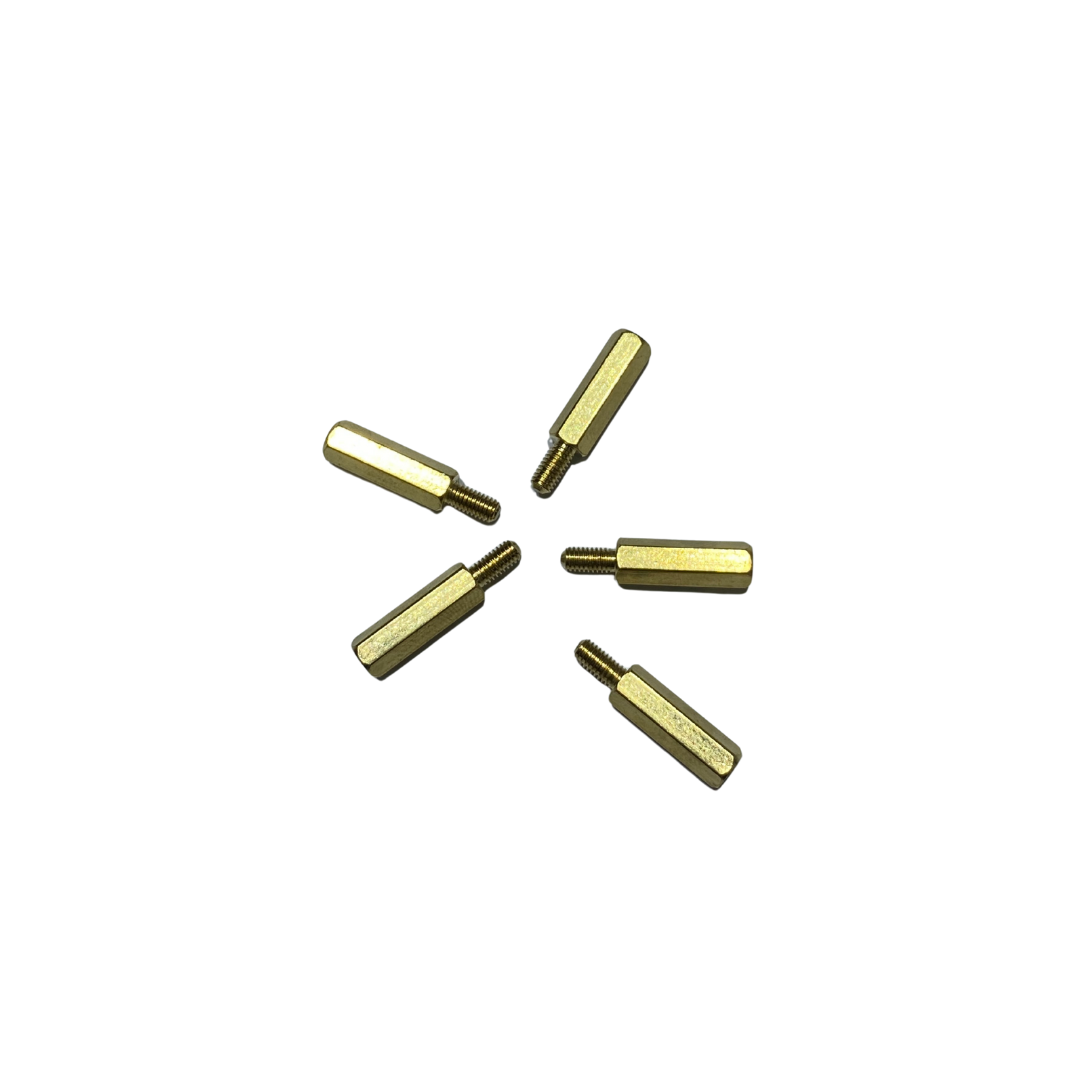 M3 Brass Male–Female Hex Standoffs (5-Pack) | 6 mm Hex