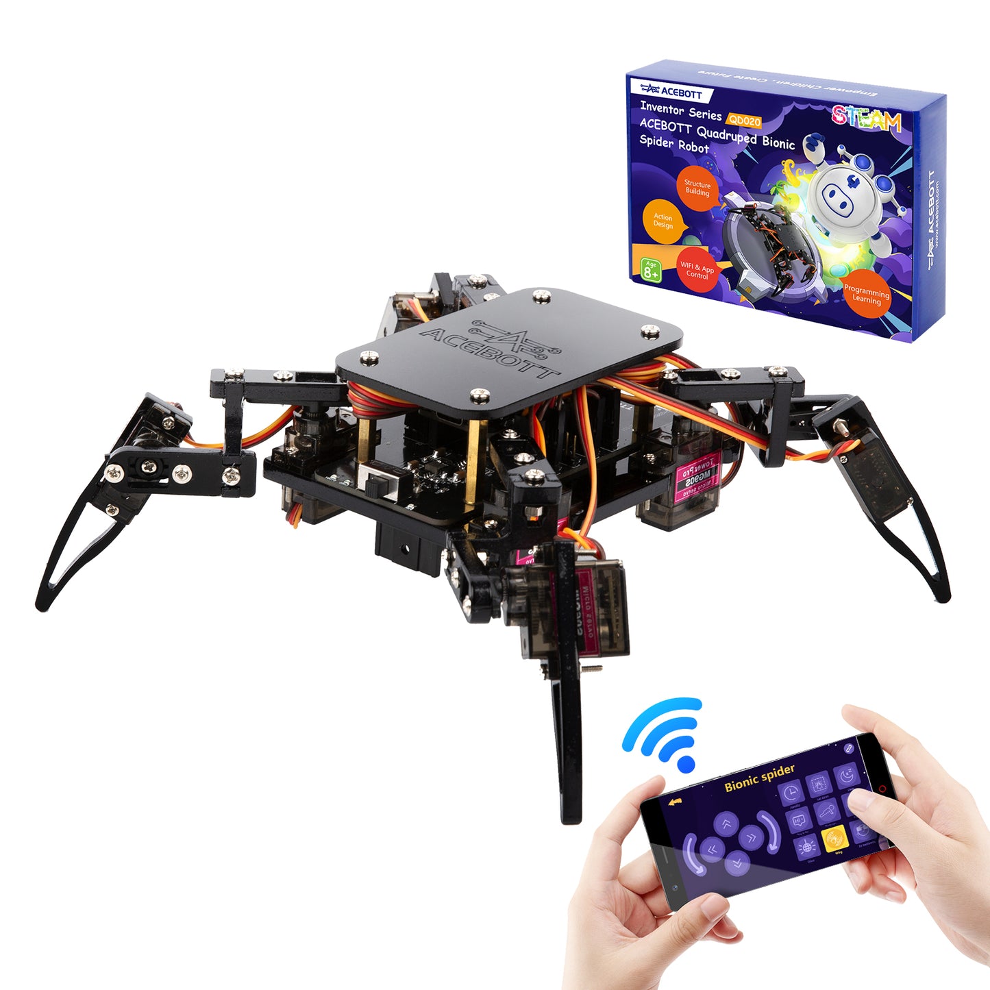 ACEBOTT ESP8266 Quadruped Bionic Spider Robot Kit APP control