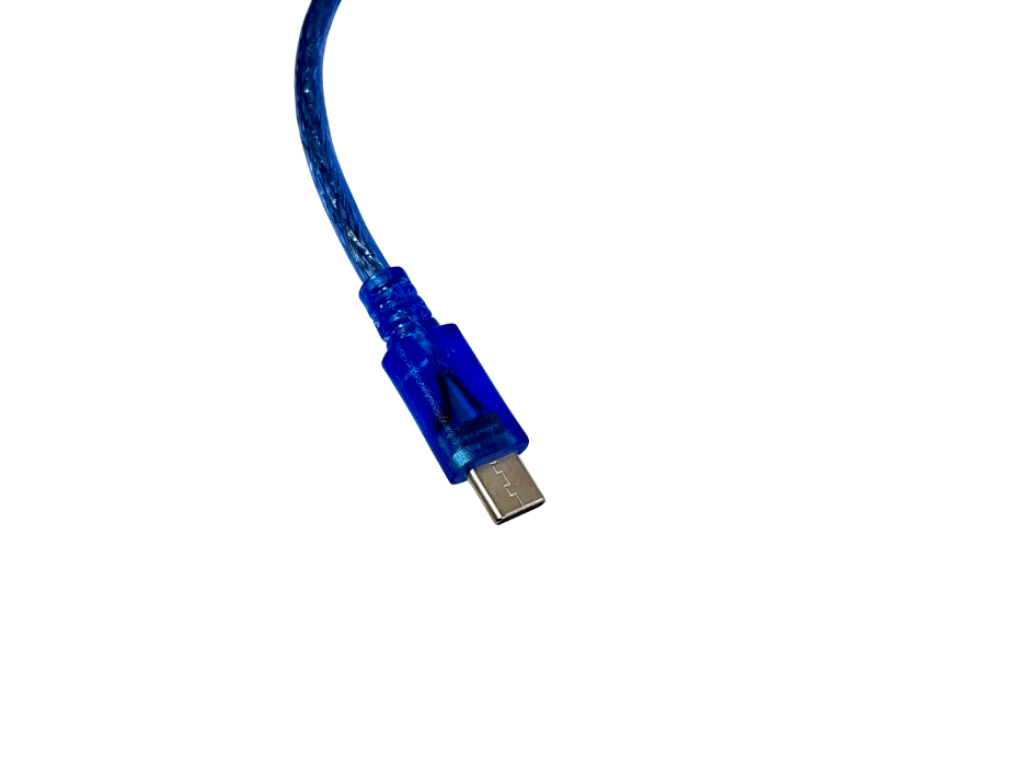 USB-A to USB-C Short Cable (Transparent Blue) — USB 2.0, ~30 cm