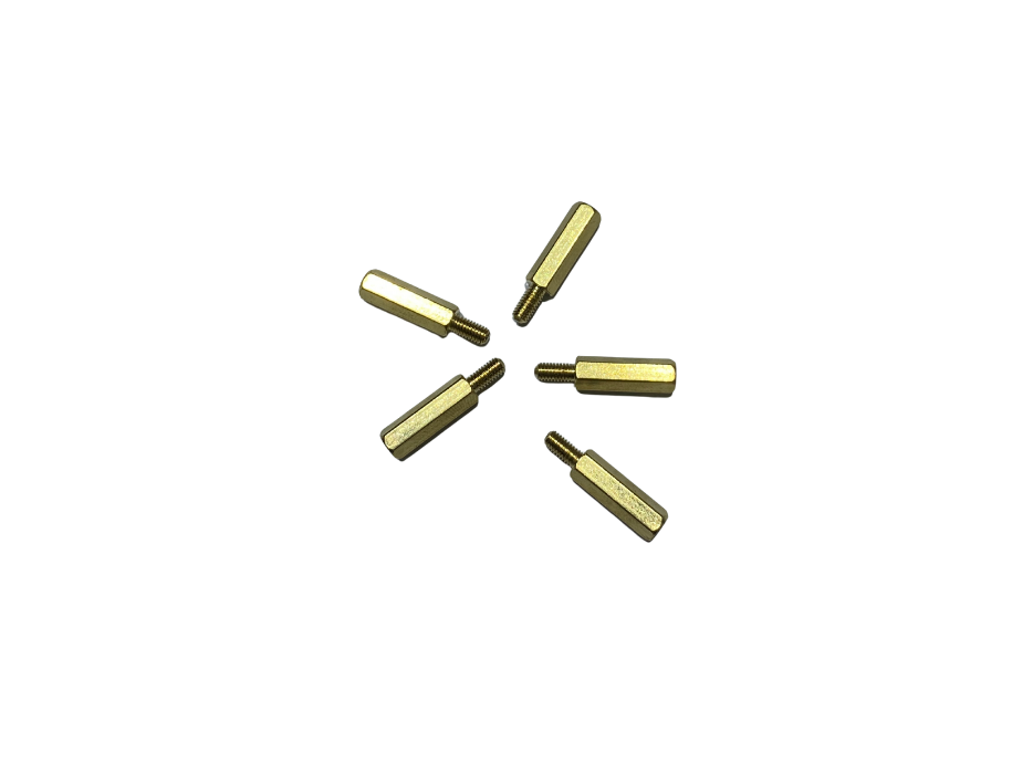 M3 Brass Male–Female Hex Standoffs (5-Pack) | 6 mm Hex