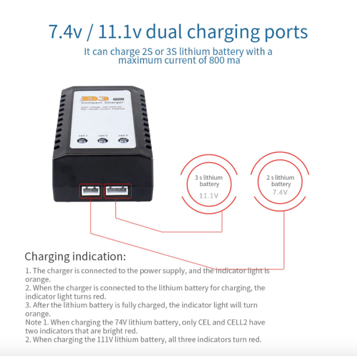 IMAX RC B3 Pro Compact Balance Charger for 2S 3S 7.4V 11.1V Lithium LiPo Battery