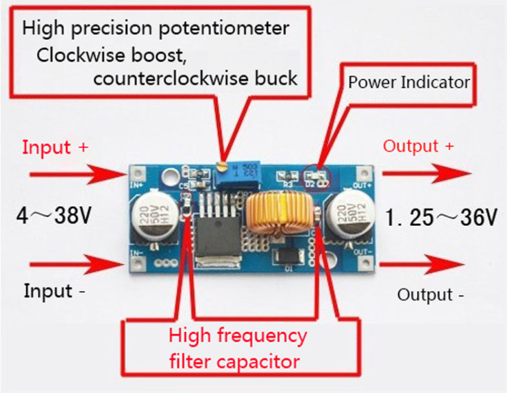 XL4015 4V-38V Adjustable Buck Step Down Module
