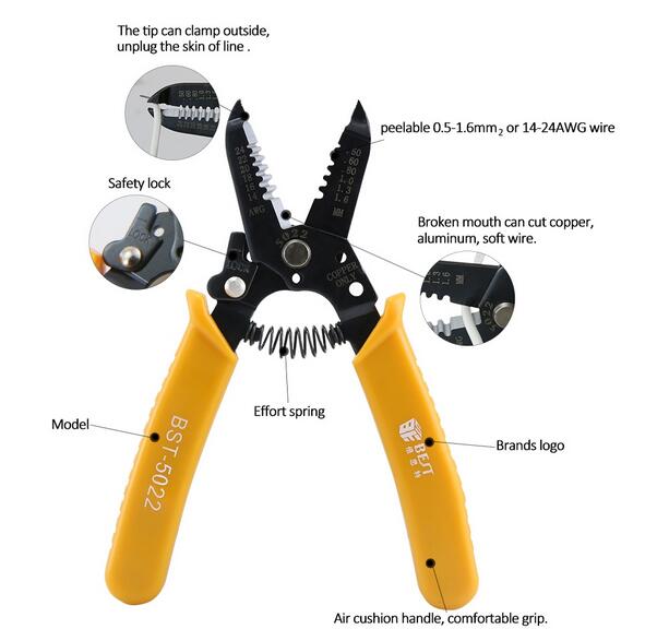 BST-5021 Multifunctional Wire Stripper Cutter Crimper Crimping Plier Tools For Harness Cable