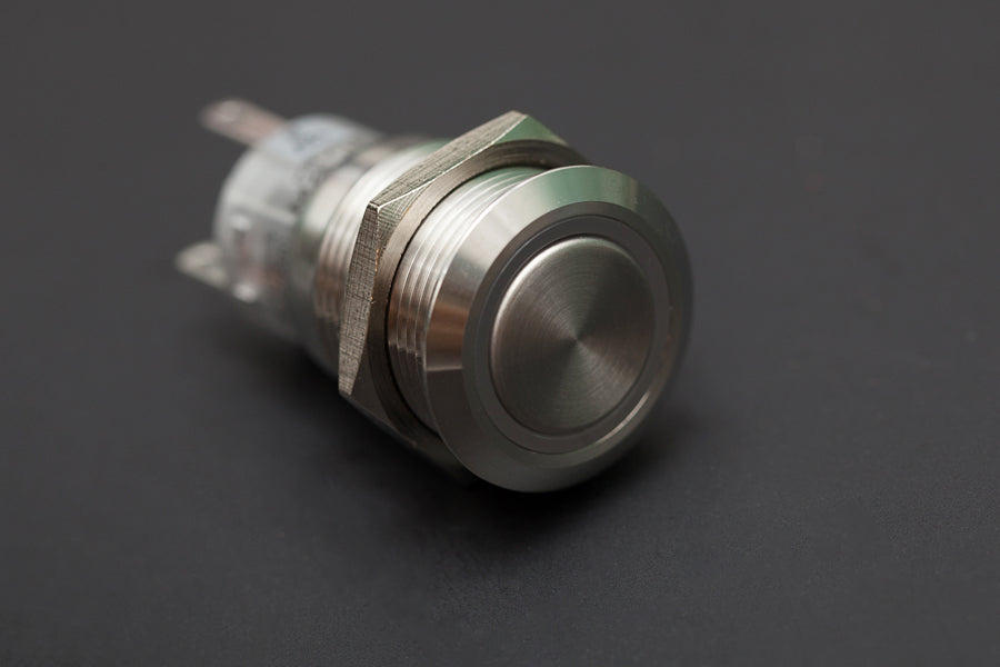 LED BLUE 16mm Illuminated Flat Metal Push Button Switch 16mm