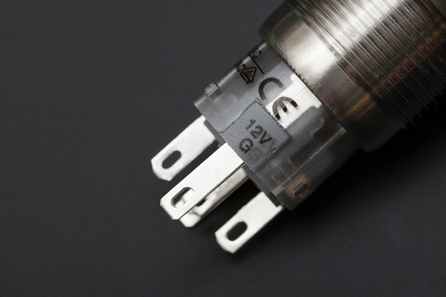 LED GREEN 16mm Illuminated Flat Metal Push Button Switch 16mm