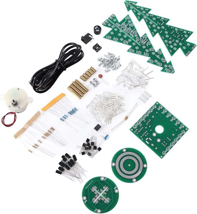 TwinkleSpin DIY LED Christmas Tree Music Box – Auto‑Rotating Light‑Show Kit