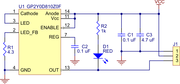 Distance Sensor 10cm GP2Y0D810Z0F Carrier Sharp