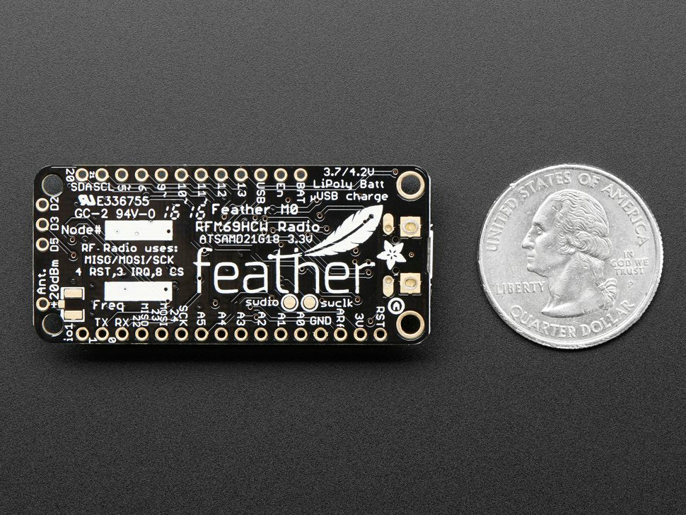 Feather M0 RFM69HCW Packet Radio 868 or 915 MHz RadioFruit Adafruit