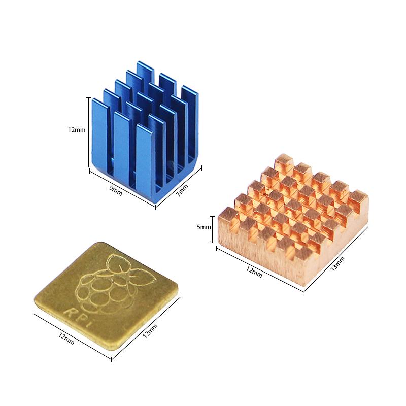 Raspberry Pi 4 Model B Heat Sink 4 piece Metal Aluminum Copper Heatsink with Self-Stick Cooling Gel