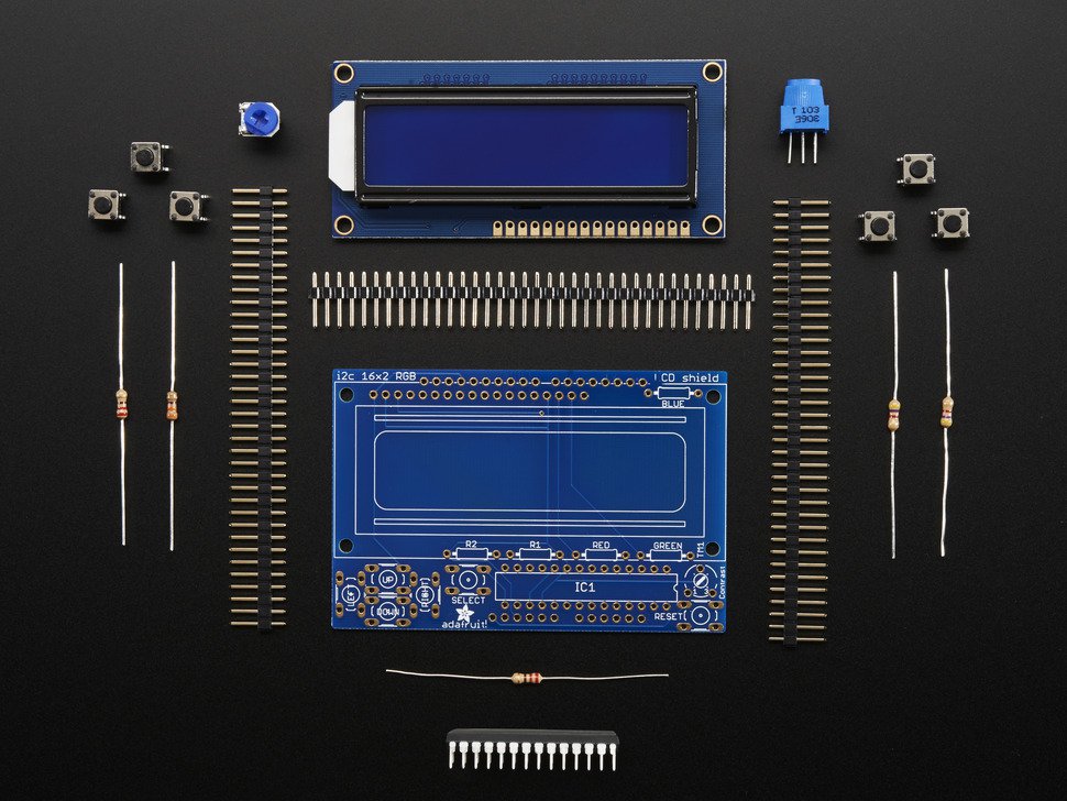 LCD Shield Kit 16x2 Character Display Only 2 pins used! - BLUE AND WHITE