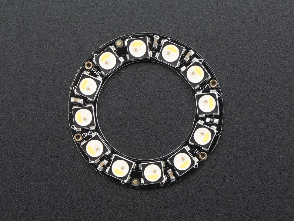 NeoPixel Ring - 12 x 5050 RGBW LEDs w/ Integrated Drivers - Warm White - ~3000K