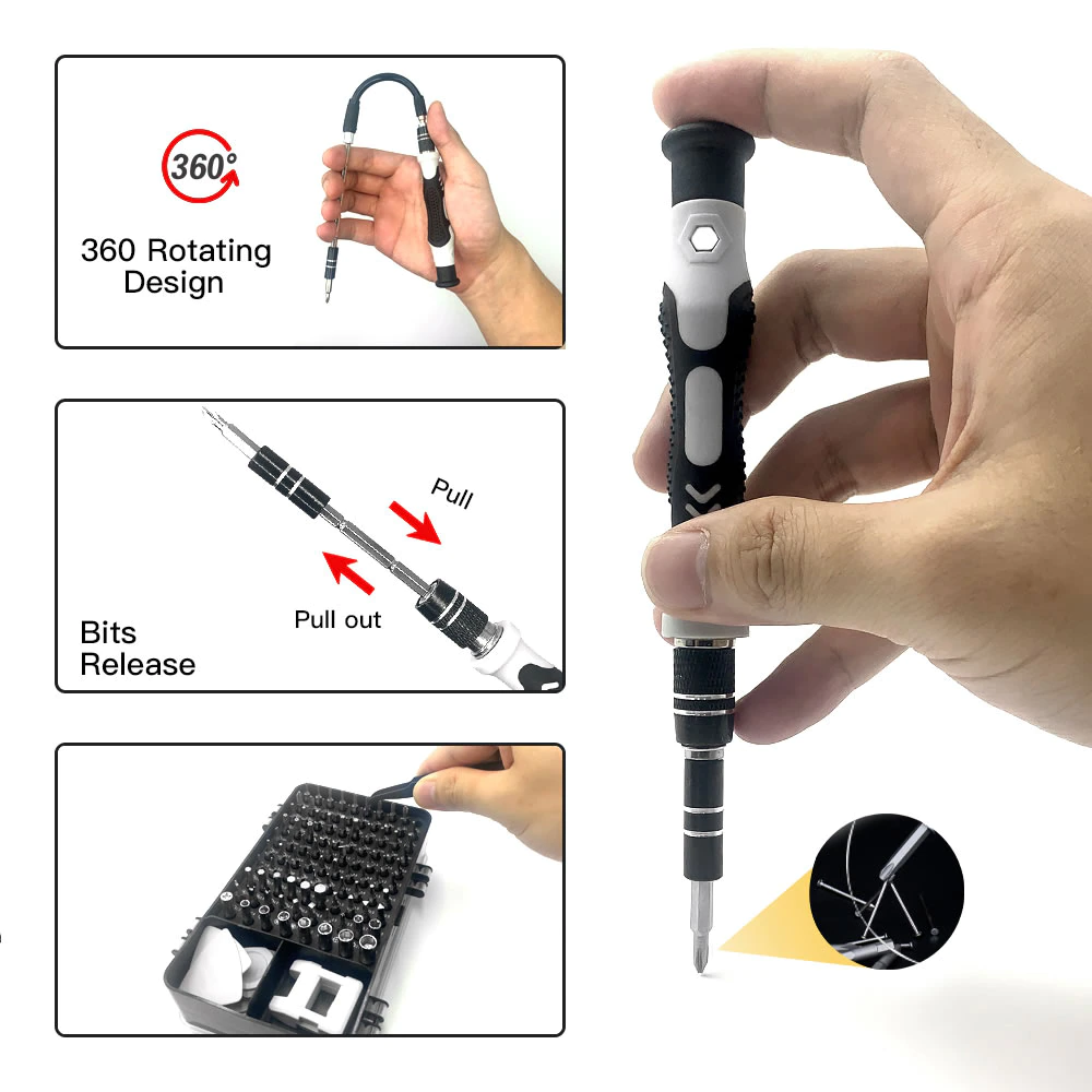 Toolkit 115 in 1 Multi Screw Set with Precision Screwdriver for Computer PC Mobile Phone Device Repair