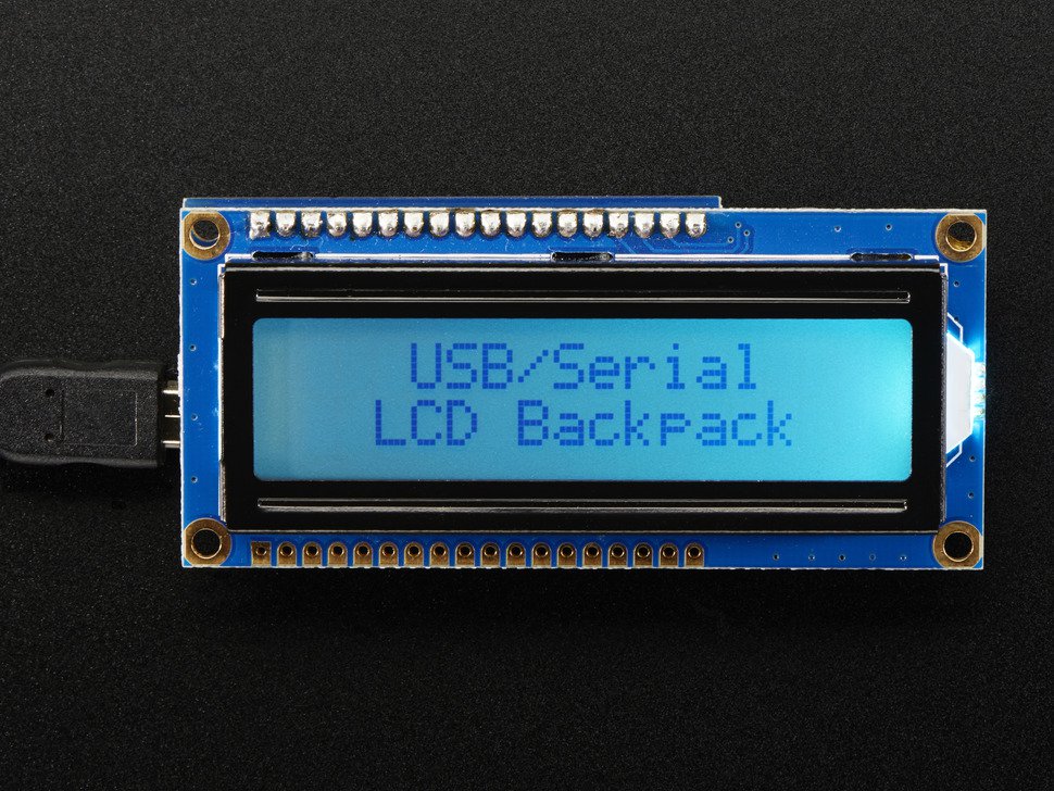 USB+Serial Backpack Kit with 16x2 RGB backlight positive LCD Black on RGB