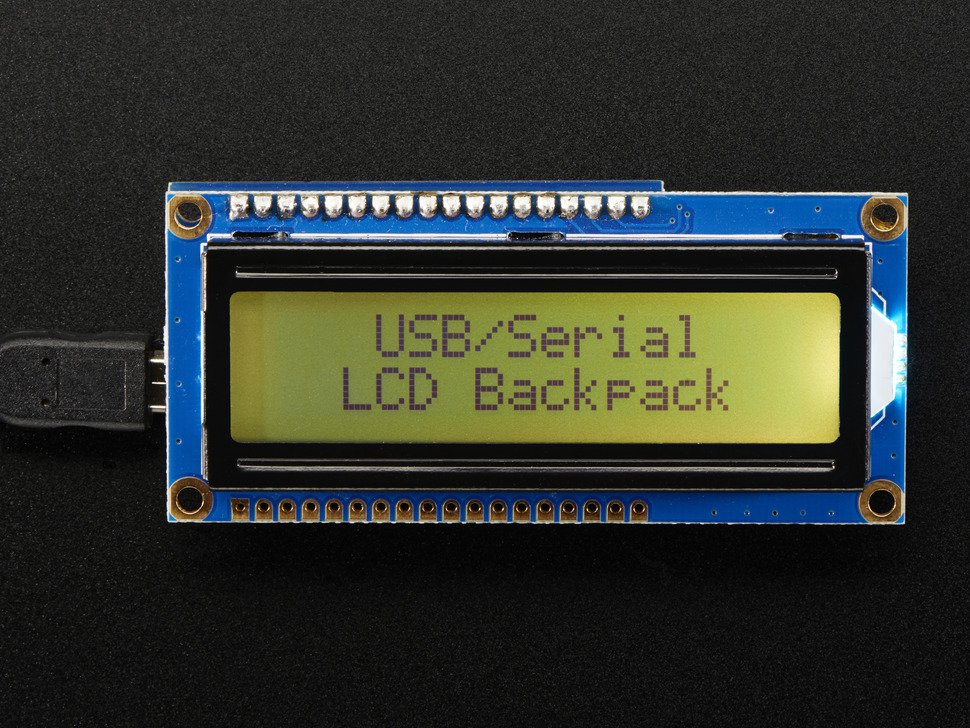 USB+Serial Backpack Kit with 16x2 RGB backlight positive LCD Black on RGB