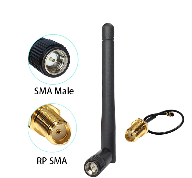 2.4G 2.5dBi Wifi Omni Directional Antenna with IPEX (u.FL) to SMA Male to Female Connector Adapter