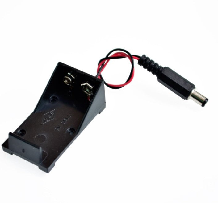 9V battery box compartment with socket DC plug