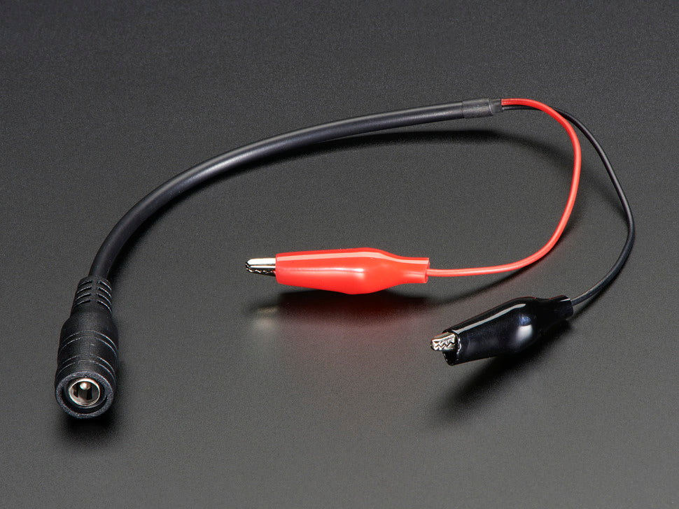 DC Barrel Jack 2.1mm to Alligator Clips