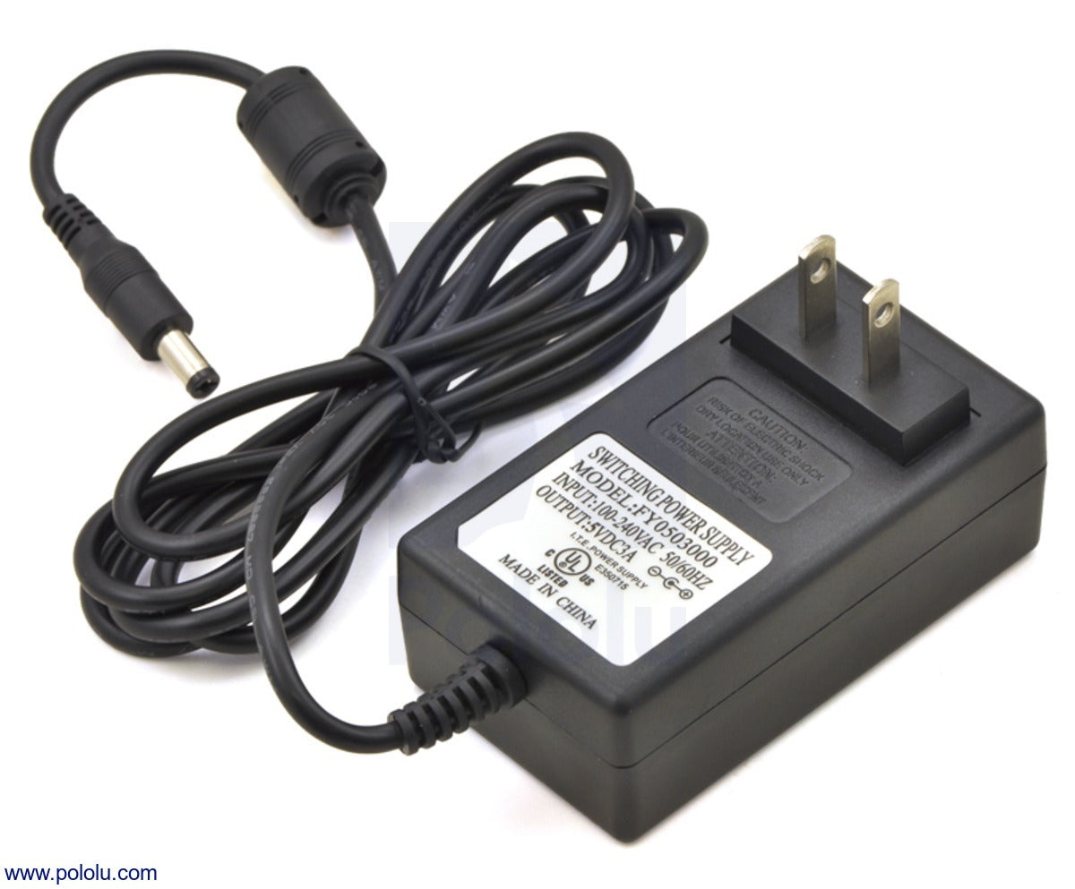 Wall Power Adapter 5VDC 3A, 5.5×2.1mm Barrel Jack Center-Positive