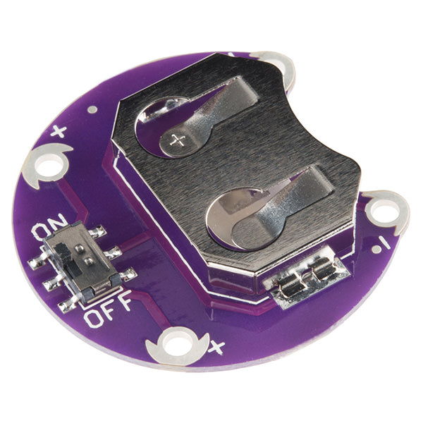 LilyPad CR2032 Coin Cell Battery Holder - Switched - 20mm