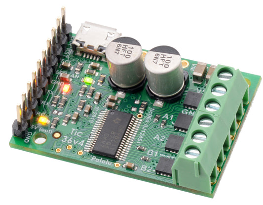 Tic 36v4 USB Multi-Interface High-Power Stepper Motor Controller (Connectors Soldered)