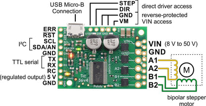 Tic 36v4 USB Multi-Interface High-Power Stepper Motor Controller (Connectors Soldered) - Pololu image 2