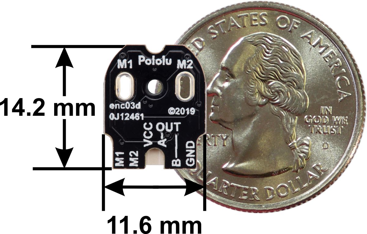 Magnetic Encoder Pair Kit with Side-Entry Connector for Micro Metal Gearmotors, 12 CPR, 2.7-18V