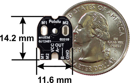 Magnetic Encoder Pair Kit with Side-Entry Connector for Micro Metal Gearmotors, 12 CPR, 2.7-18V