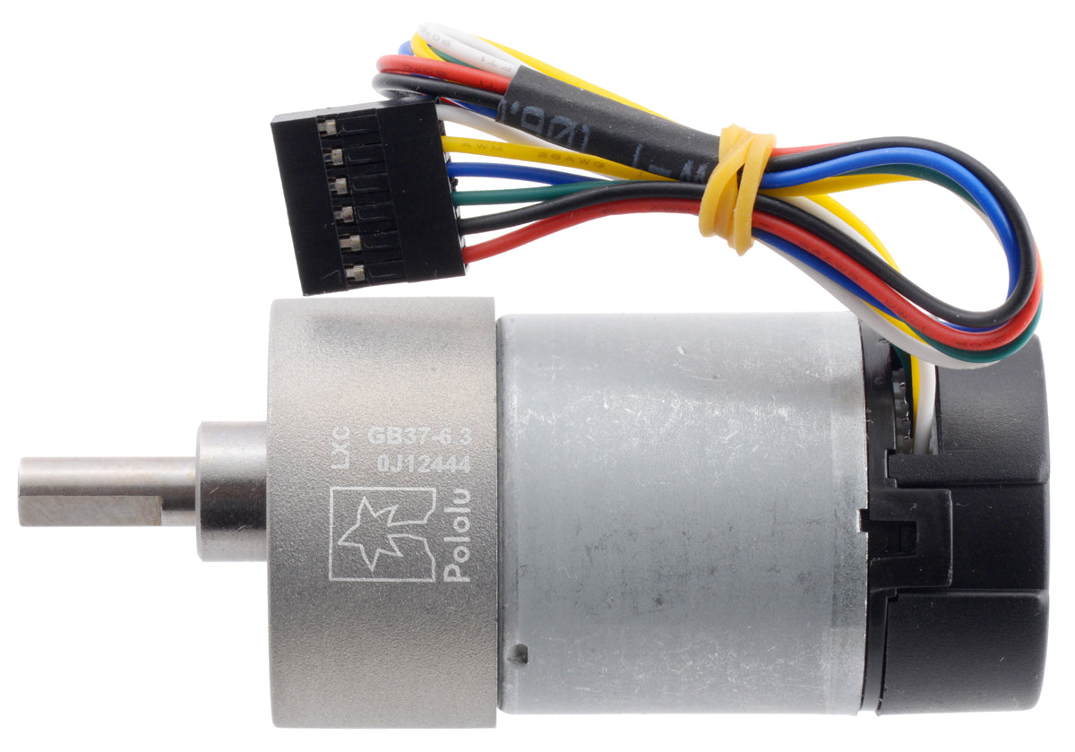 6.3:1 Metal Gearmotor 37Dx65L mm 12V with 64 CPR Encoder