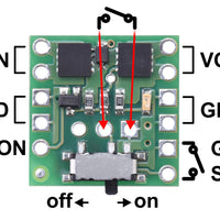 Mini MOSFET Slide Switch with Reverse Voltage Protection, LV - Pololu image 2