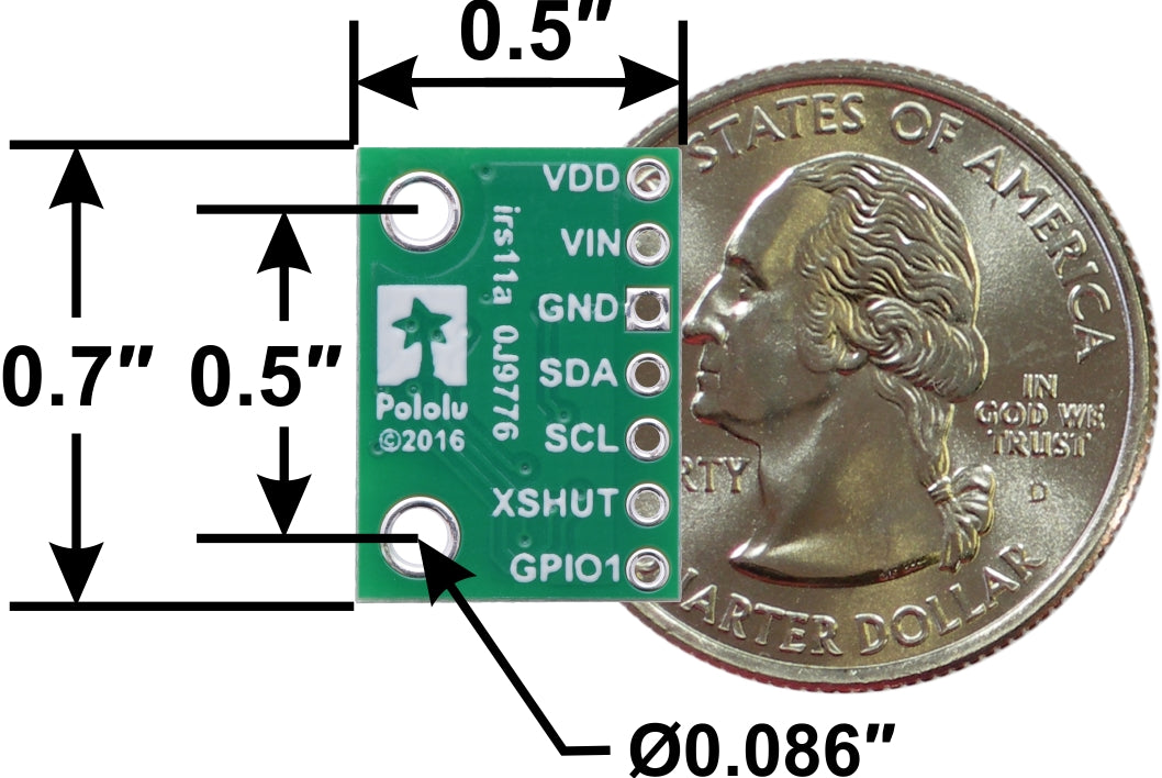 VL53L1X Time-of-Flight Distance Sensor Carrier with Voltage Regulator, 400cm Max - Pololu image 4