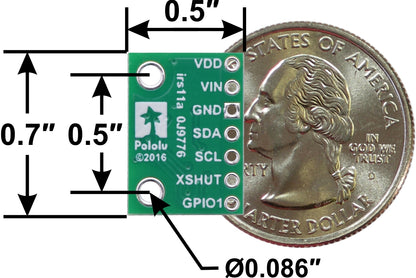 VL53L1X Time-of-Flight Distance Sensor Carrier with Voltage Regulator, 400cm Max - Pololu image 4