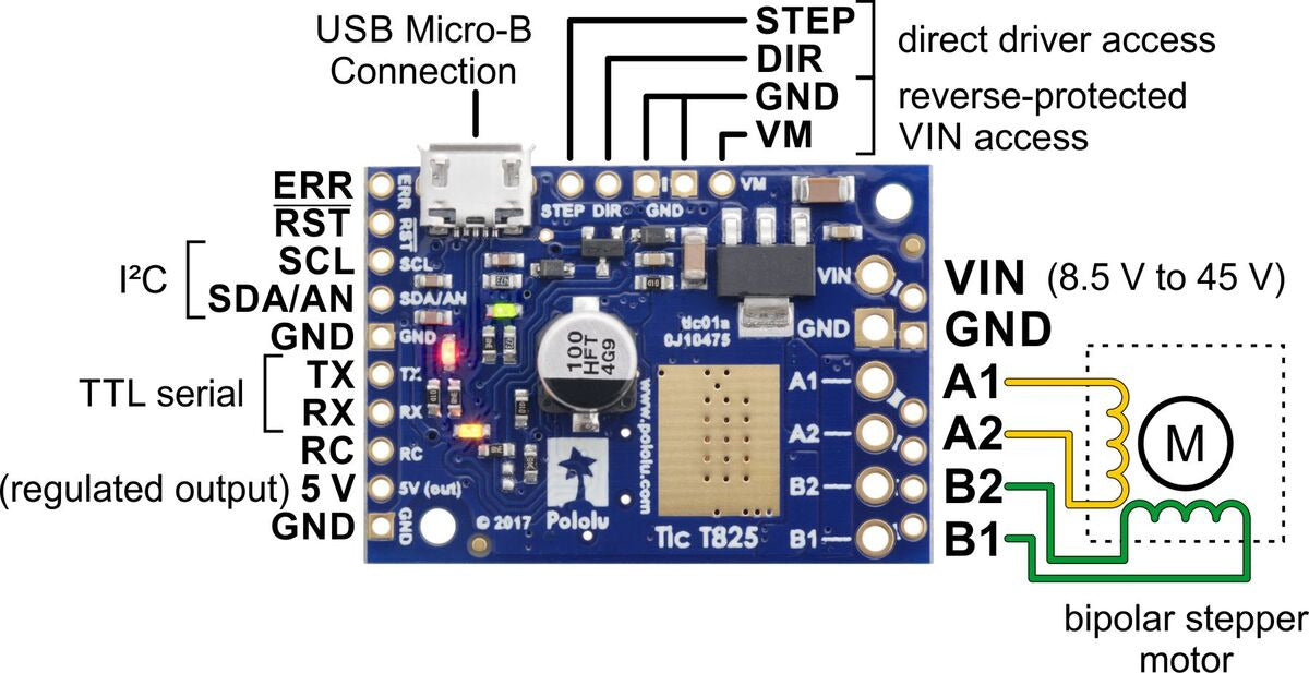 Tic T825 USB Multi-Interface Stepper Motor Controller - Pololu