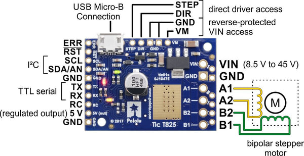 Tic T825 USB Multi-Interface Stepper Motor Controller - Pololu