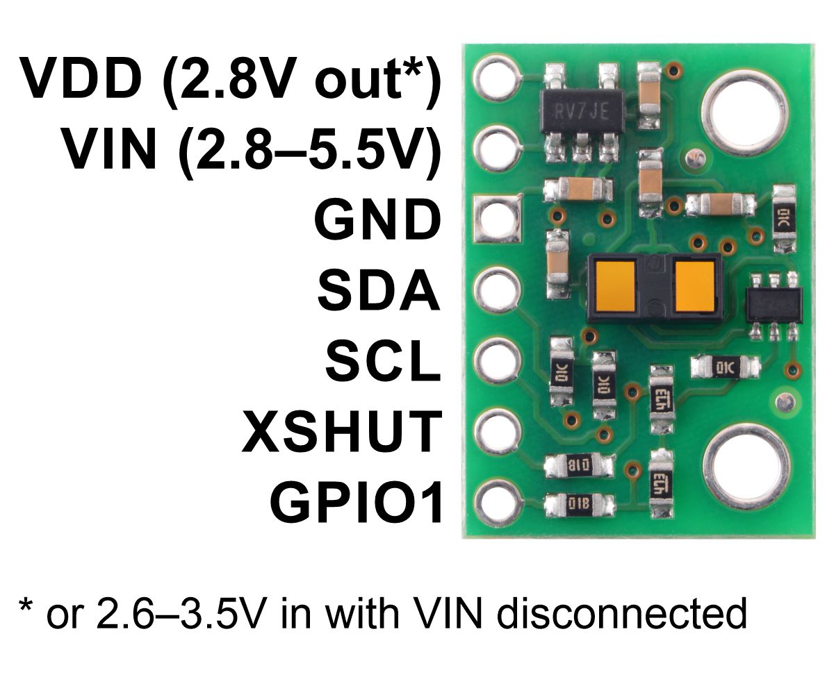VL53L1X Time-of-Flight Distance Sensor Carrier with Voltage Regulator, 400cm Max - Pololu image 3