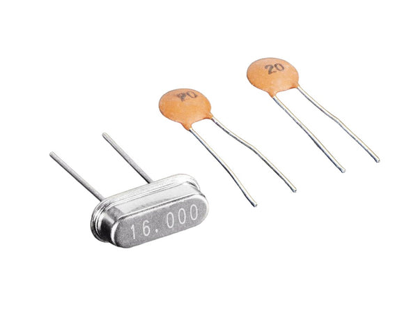 16 MHz Crystal + 20pF Capacitors (2215)