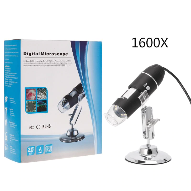 USB Microscope 0.3M interpolated 1600x magnification / 8 LEDs