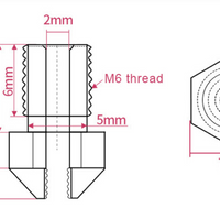 E3D MK8 Brass Nozzle M6 w/ Stainless Tips - view 2