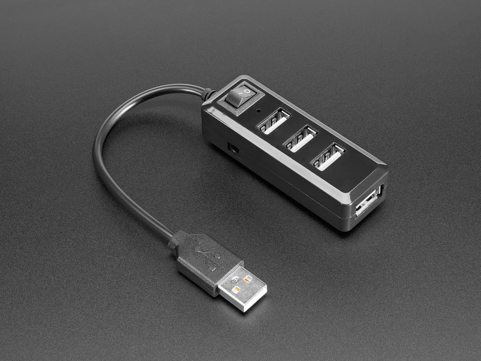 USB Mini Hub with Power Switch - 4-Port Portable Hub