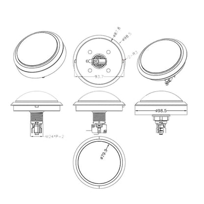 Big Round Push Button LED With Microswitch For Diy Arcade Game Machine 100Mm