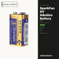 SparkFun 9V Alkaline Battery - PP3 Single Cell - genuine, circuit.rocks