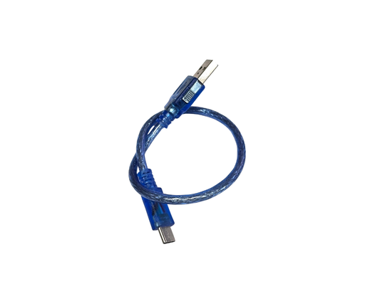 USB-A to USB-C Short Cable (Transparent Blue) — USB 2.0, ~30 cm